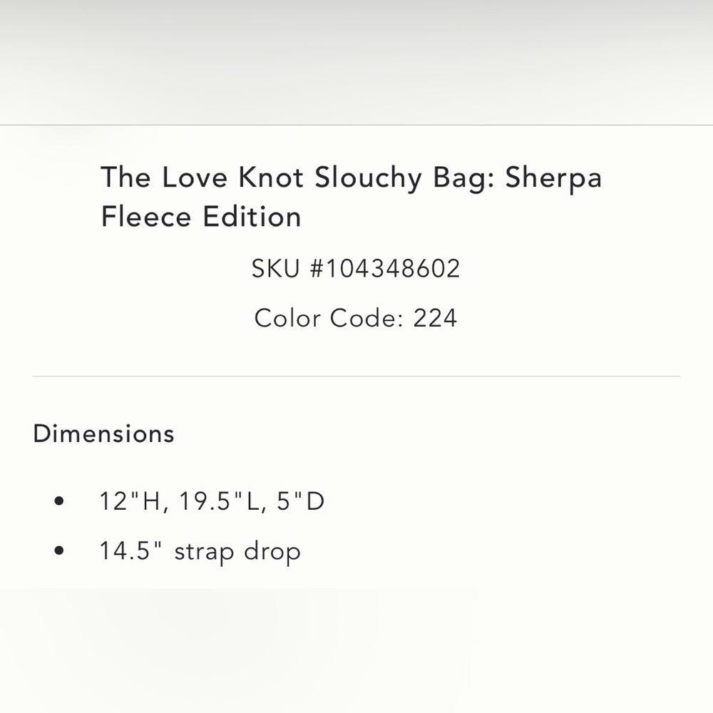 NWT Anthropologie The Love Knot Slouchy Bag: Sherpa Edition - Picture 5 of 5